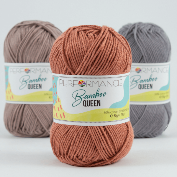 Brązowo-łososiowa włóczka 50% bambus 50% bawełna Bamboo Queen 2031 - obrazek 3